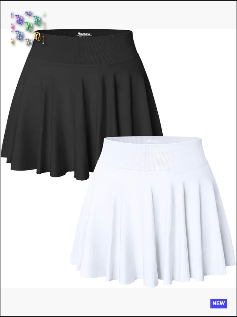 2 Pack Flowy Casual Mini Skirts Stretchy High Waist Versatile Skater Skirts Y2k